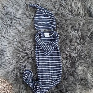 aden + anais knotted gown with matching hat